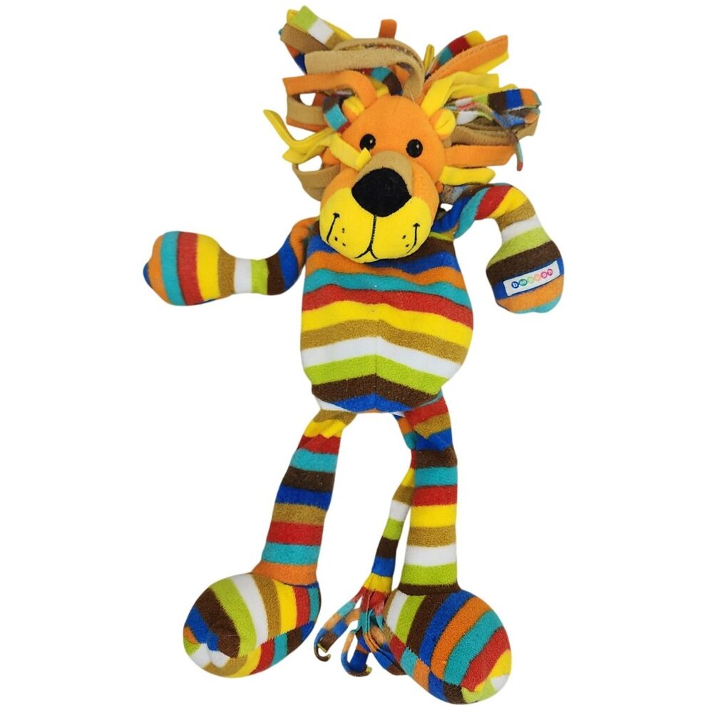 BeePosh Elvis the Lion Plush Lovey Multicolor Striped Rag Doll Stuffed Animal 17
